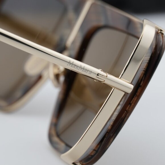 Max Mara JEAN MM0119 62E Square Sunglasses - Brown Horn/Gold/Brown main image 7